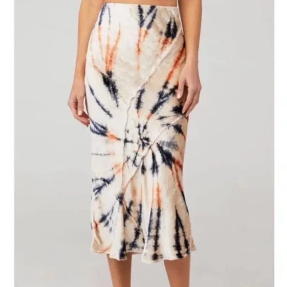 Free People Serious Swagger Tie-Dye Velvet Midi Skirt Small